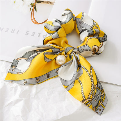 Pearl Pendant Large Hair Band – Knotted Big Bow Hair Rope