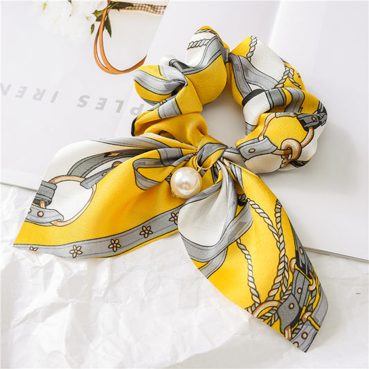 Pearl Pendant Large Hair Band – Knotted Big Bow Hair Rope