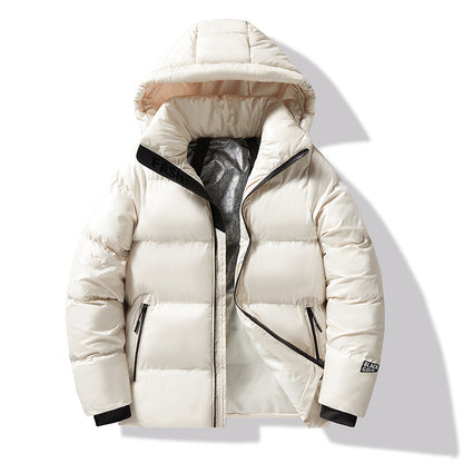 Buy Loose-Fit Black Gold Cotton-Padded Hooded Down Jacket Online