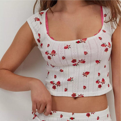 Buy Women’s Knitted Jacquard Strawberry Print Set for Cozy Wear