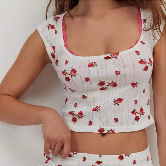 Buy Women’s Knitted Jacquard Strawberry Print Set for Cozy Wear