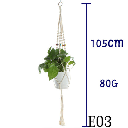 Flower Pot Net Bag – Beige Cotton Rope Indoor Plant Hanger
