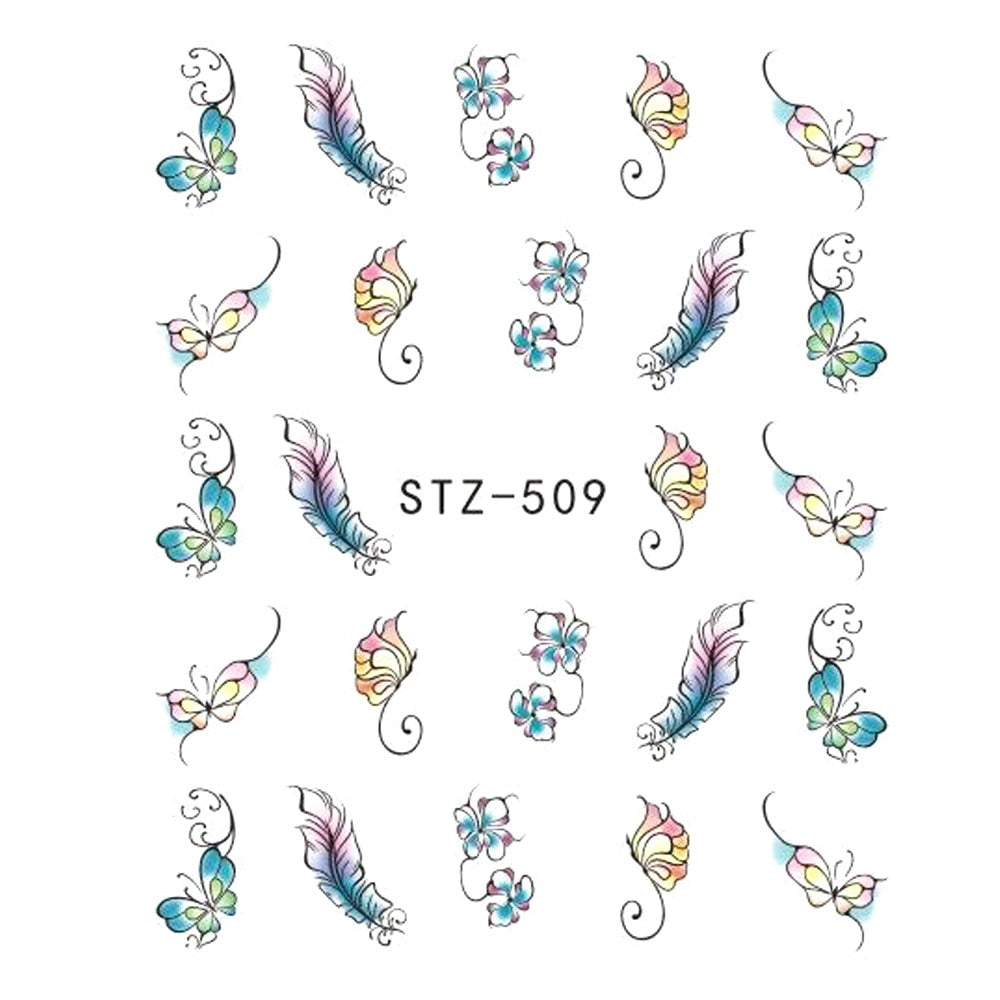 Buy Cute Butterfly Flower Nail Sticker Water Transfer Design.