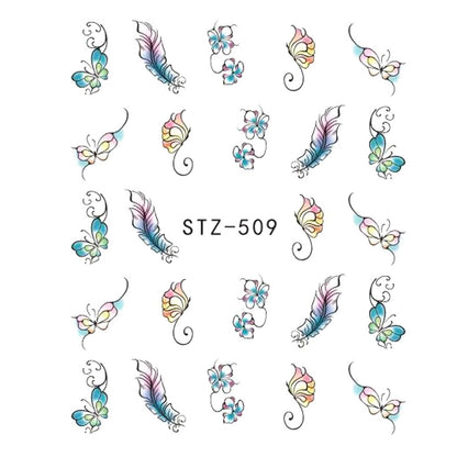 Buy Cute Butterfly Flower Nail Sticker Water Transfer Design.