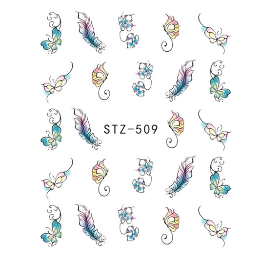 Buy Cute Butterfly Flower Nail Sticker Water Transfer Design.