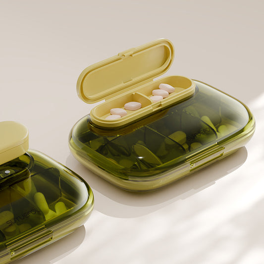 Portable Daily Pill Organizer with Secure Lid Storage