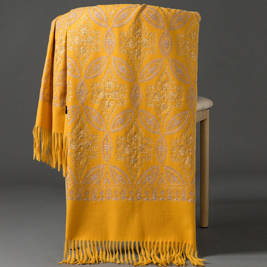 Buy Autumn Winter Golden Silk Lily Embroidered Xinjiang Cashmere