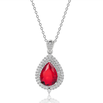 Buy Fashionable Waterdrop Zircon Necklace with Color Gemstones