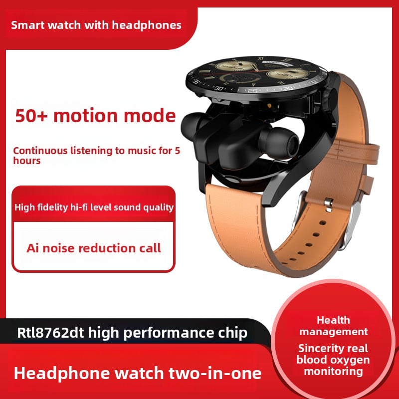 2-in-1 Smartwatch with TWS Earbuds – Waterproof Fitness Tracker with Heart Rate & Blood Pressure Monitor