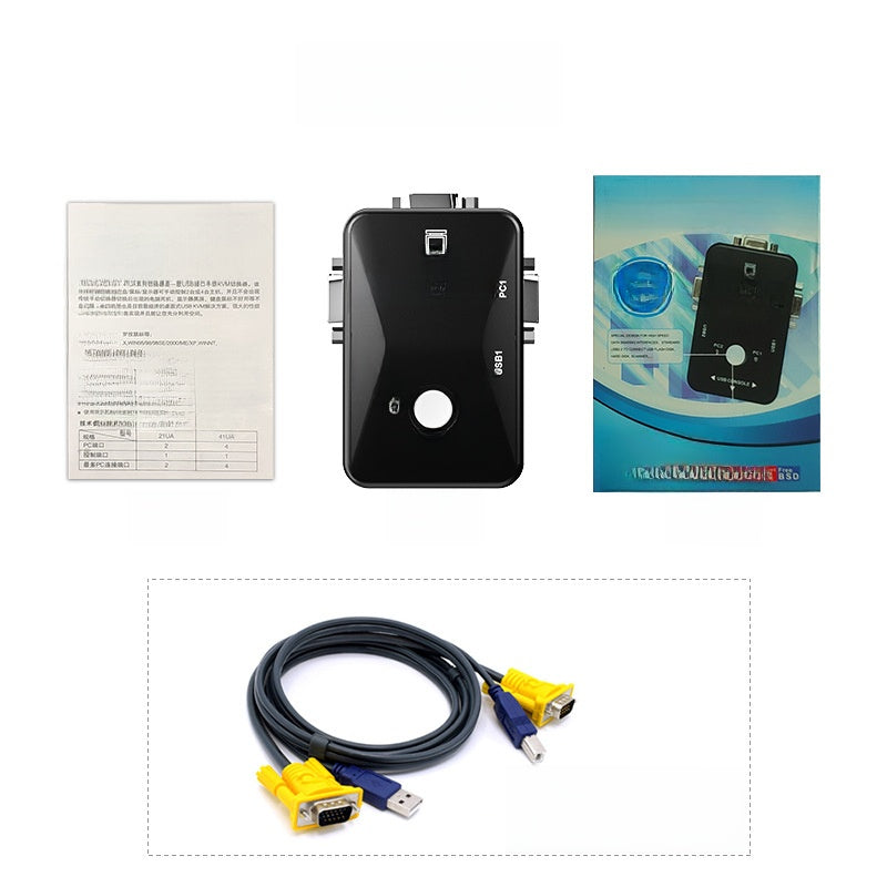 2 Port VGA KVM Switch for Keyboard Mouse Sharing