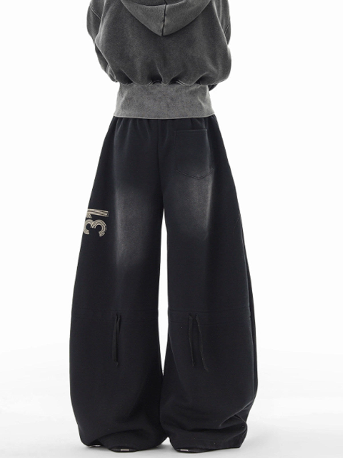 Black Washed Gradient Distressed Sweatpants for Women Style