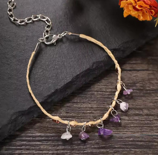 Buy Hand-Woven Raffia Pebble Bracelet & Anklet for Women