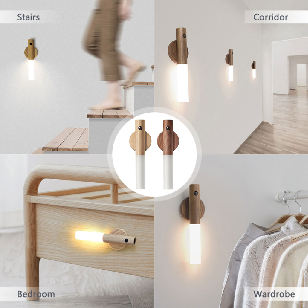 Buy Auto LED USB Magnetic Wood Motion Sensor Night Light