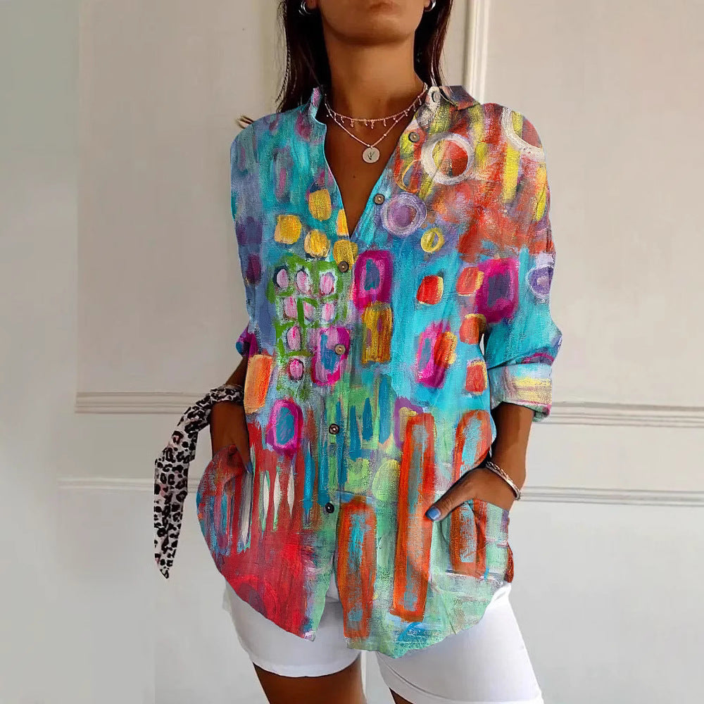 Womens Floral Pattern 3D Printed Long-Sleeve Shirt Online