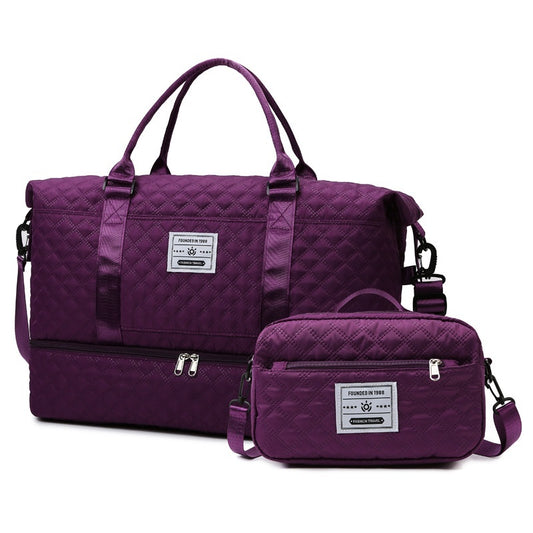 Large Capacity Quilted Embroidered Crossbody Travel Bag