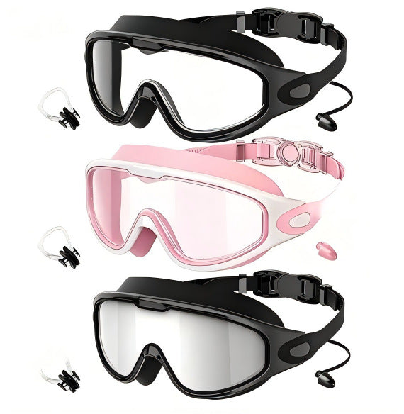 Large Frame Anti Fog Swimming Goggles With Earplugs Uses Now