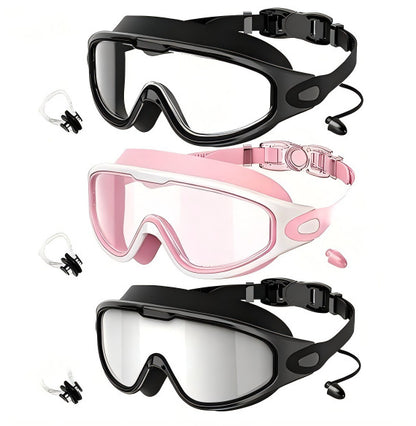 Large Frame Anti Fog Swimming Goggles With Earplugs Uses Now