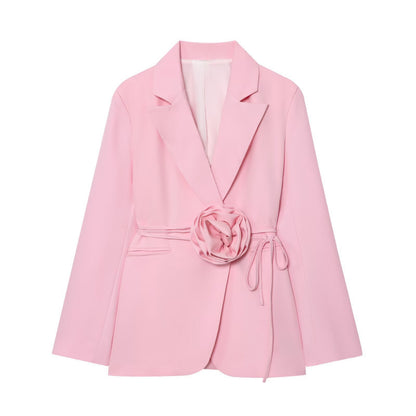 Buy Trendy Loose-Fit Lace-Up Blazer With 3D Floral Embellishments
