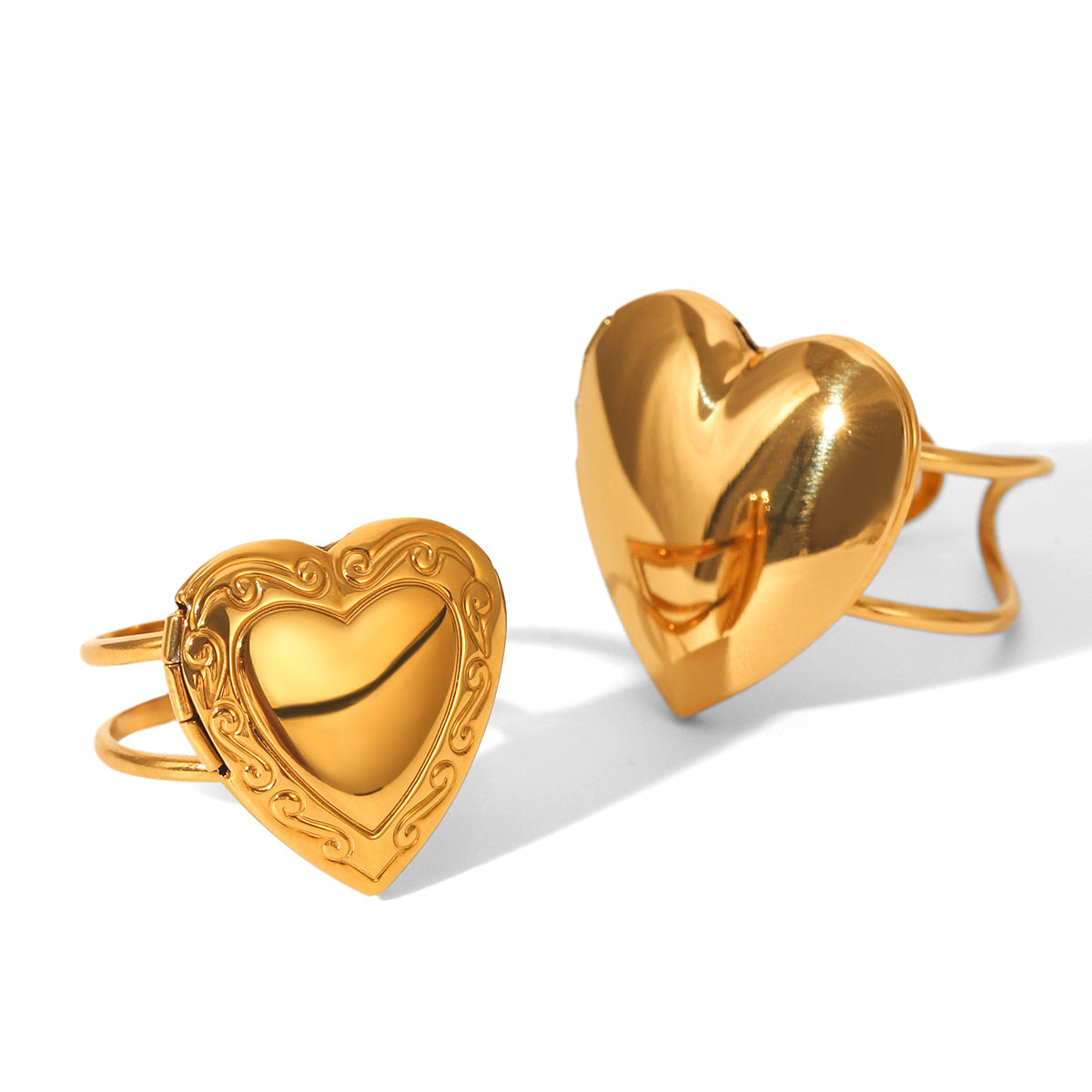 DIY Stainless Steel Heart Ring Womens Fashion Jewelry Gift