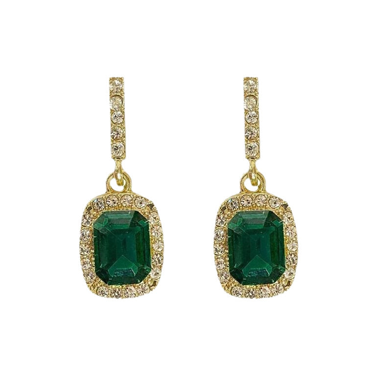 Chinese Retro Diamond Emerald Earrings for Women Style Fit