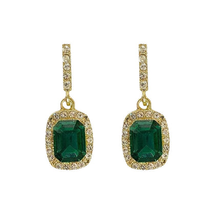 Chinese Retro Diamond Emerald Earrings for Women Style Fit