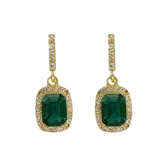 Chinese Retro Diamond Emerald Earrings for Women Style Fit