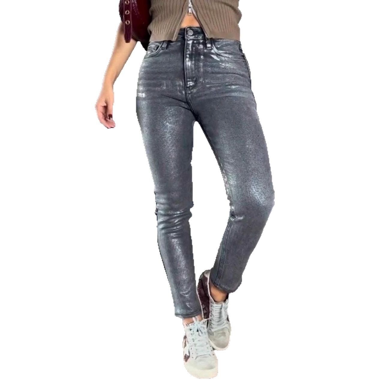 Buy Women’s Gold and Silver Stamping Stretch Skinny Jeans Online