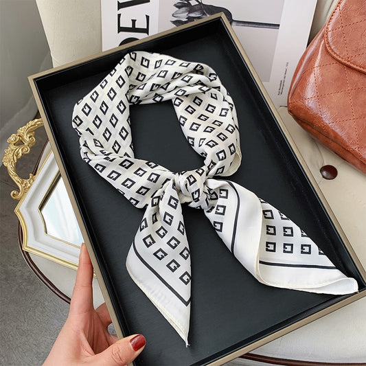 Yellow Small Square Silk Scarf For Women Fashion Accessory