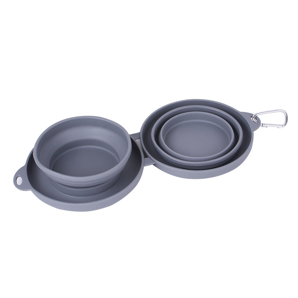 Buy Travel-Friendly Foldable Double Pet Bowl for Dogs & Cats