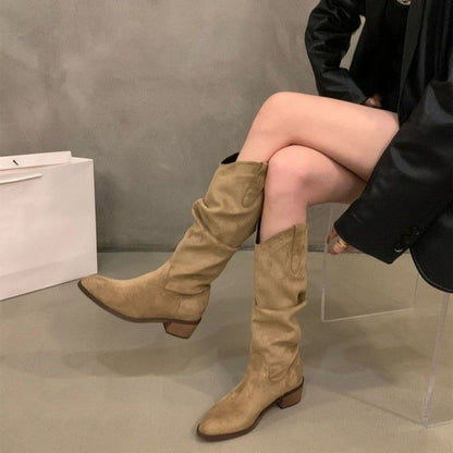 Retro Women's Chunky Heel Pointed Toe Versatile Boots