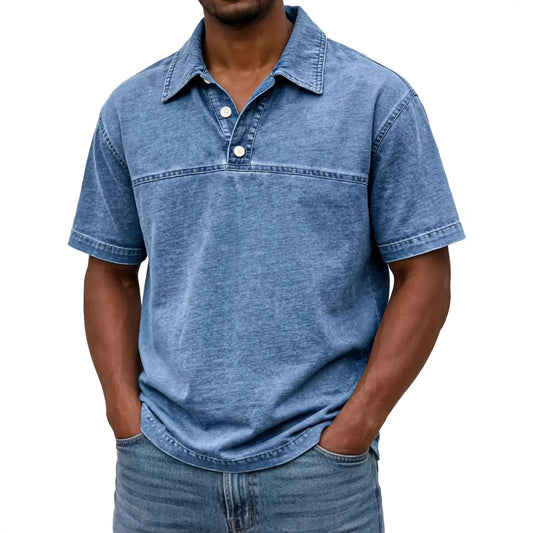 Buy Men’s Solid-Color Vintage Short Sleeve Lapel Polo