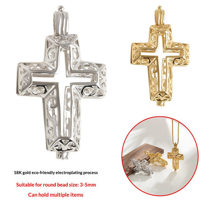 Buy Pearl Handcrafted Cross Pendant Necklace Openable Design