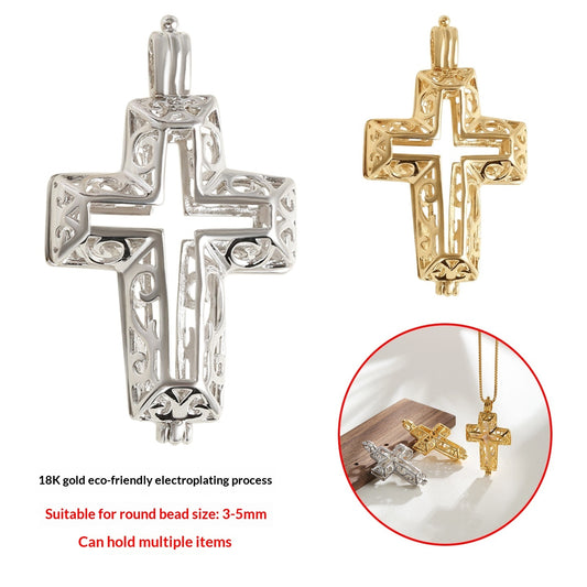 Buy Pearl Handcrafted Cross Pendant Necklace Openable Design