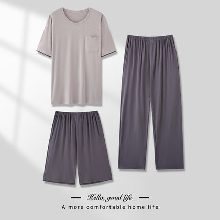 Men’s Pajamas Modal Three-Piece Home Wear Suit – Soft & Cozy