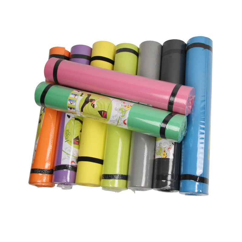 Blue and yellow EVA yoga mat