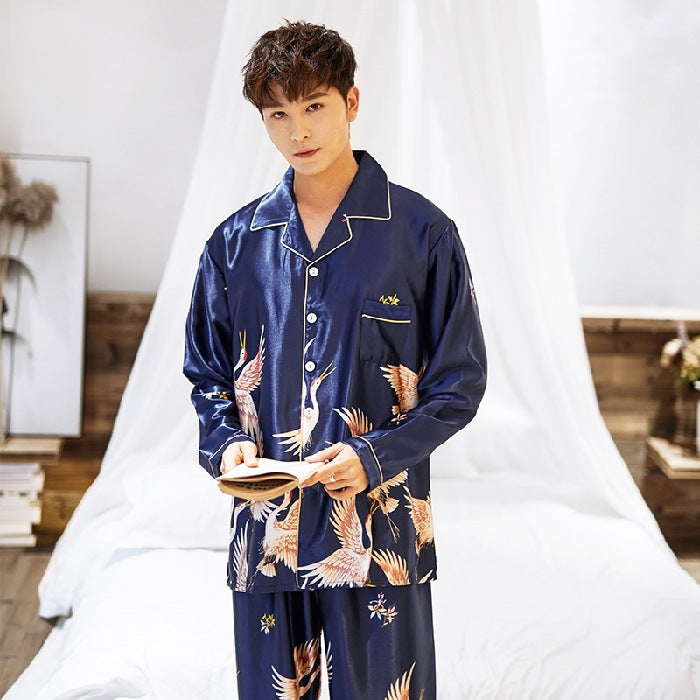 Buy Casual Cardigan Unisex Long Sleeve Pajama Set Nightwear