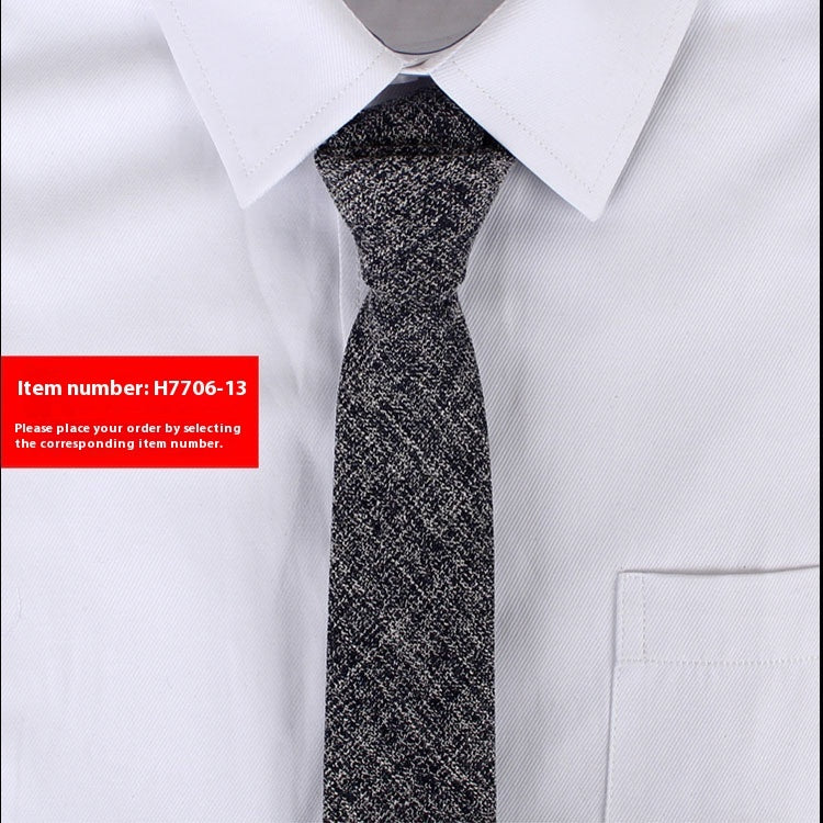 Solid Color Korean Style Narrow Cotton Men’s 6cm Wedding Tie