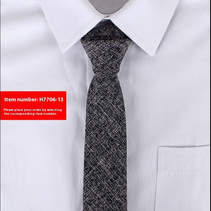 Solid Color Korean Style Narrow Cotton Men’s 6cm Wedding Tie