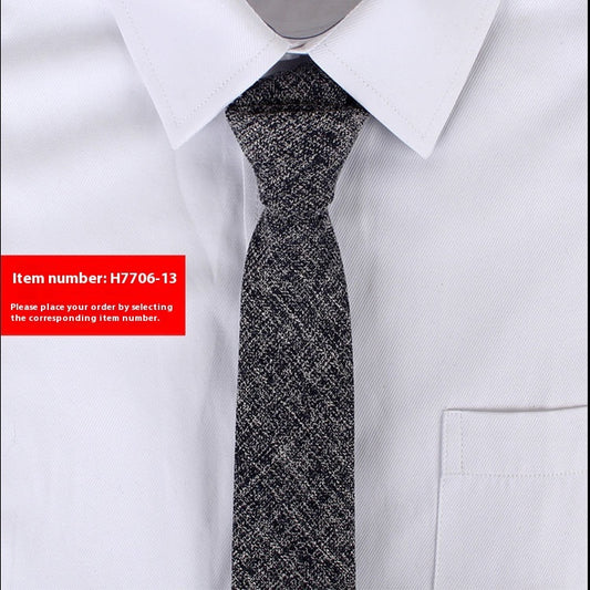 Solid Color Korean Style Narrow Cotton Men’s 6cm Wedding Tie