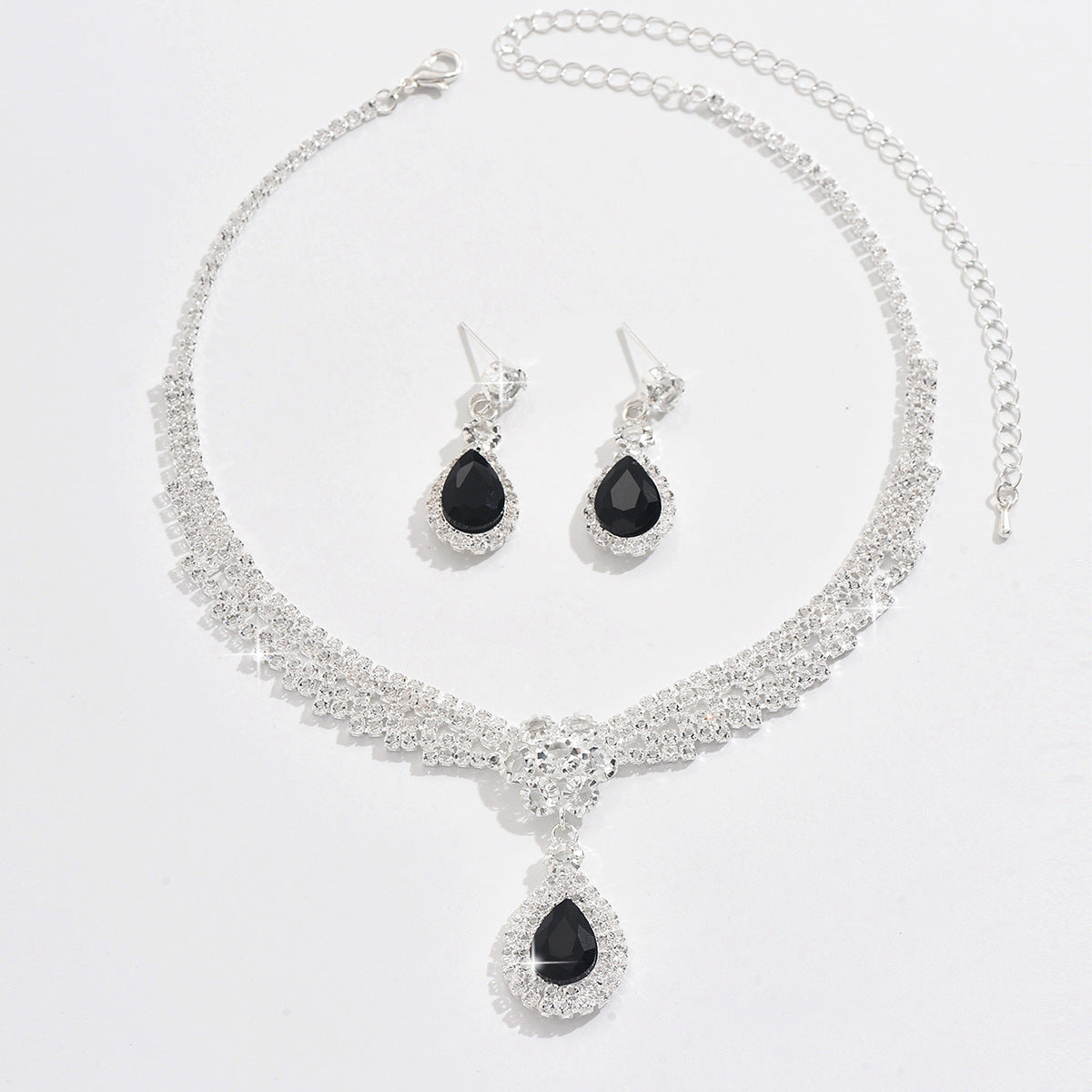 Buy Chic Diamond Teardrop Flower Necklace Set for Elegant Women