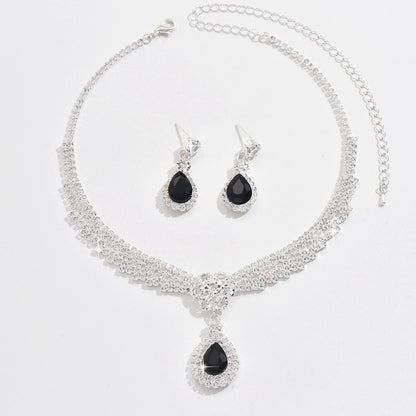 Buy Chic Diamond Teardrop Flower Necklace Set for Elegant Women