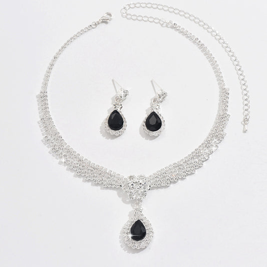 Buy Chic Diamond Teardrop Flower Necklace Set for Elegant Women