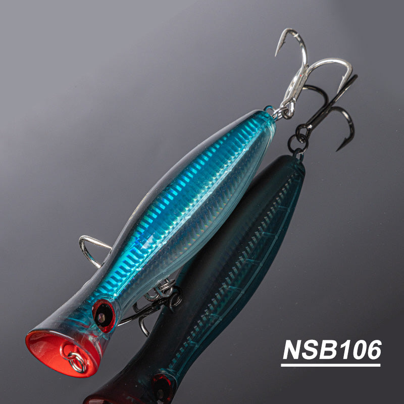 Topwater Popper Fishing Lure – Floating Surface Bait with Treble Hooks