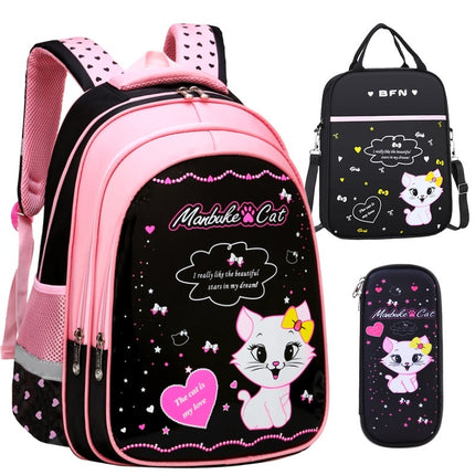 Kids School Cute Cat Print Backpack Fun & Stylish School Bag