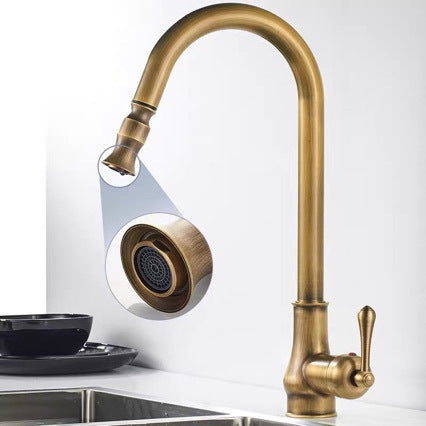 Antique Pull-Out Kitchen Faucet for Vintage Sink Style Uses
