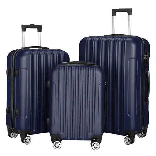 3-in-1 Navy Blue Luggage Set Large Capacity Travel Suitcase global swanky 1