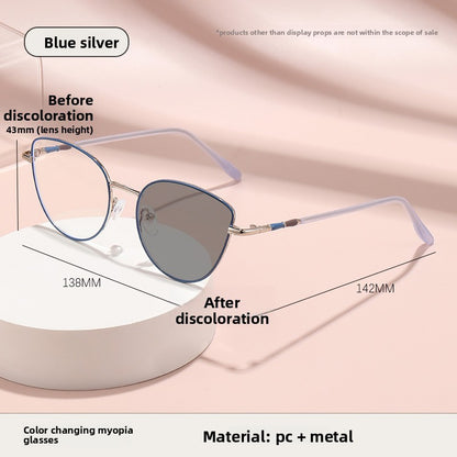 Cat-Eye Photochromic Eyeglasses Anti-Blue Light Protection