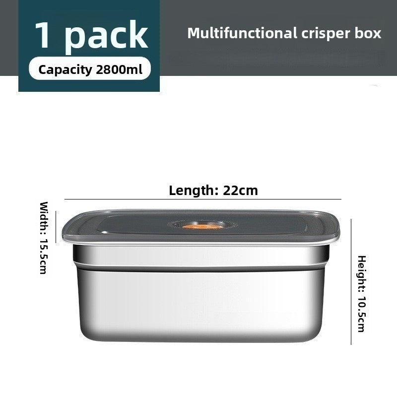 304 Square Stainless Steel Fresh-Keeping Box, Refrigerator Storage Box