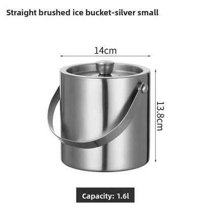 304 Stainless Steel Double Layer Insulated Ice Bucket with Lid and Handle for Wine Champagne Beer