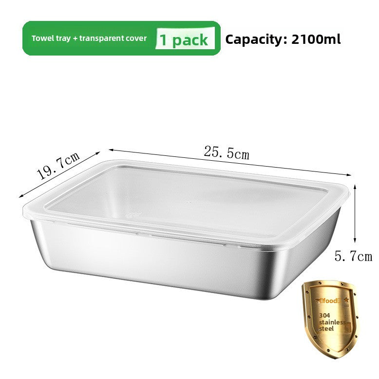 304 Stainless Steel Food Storage Box with Lid